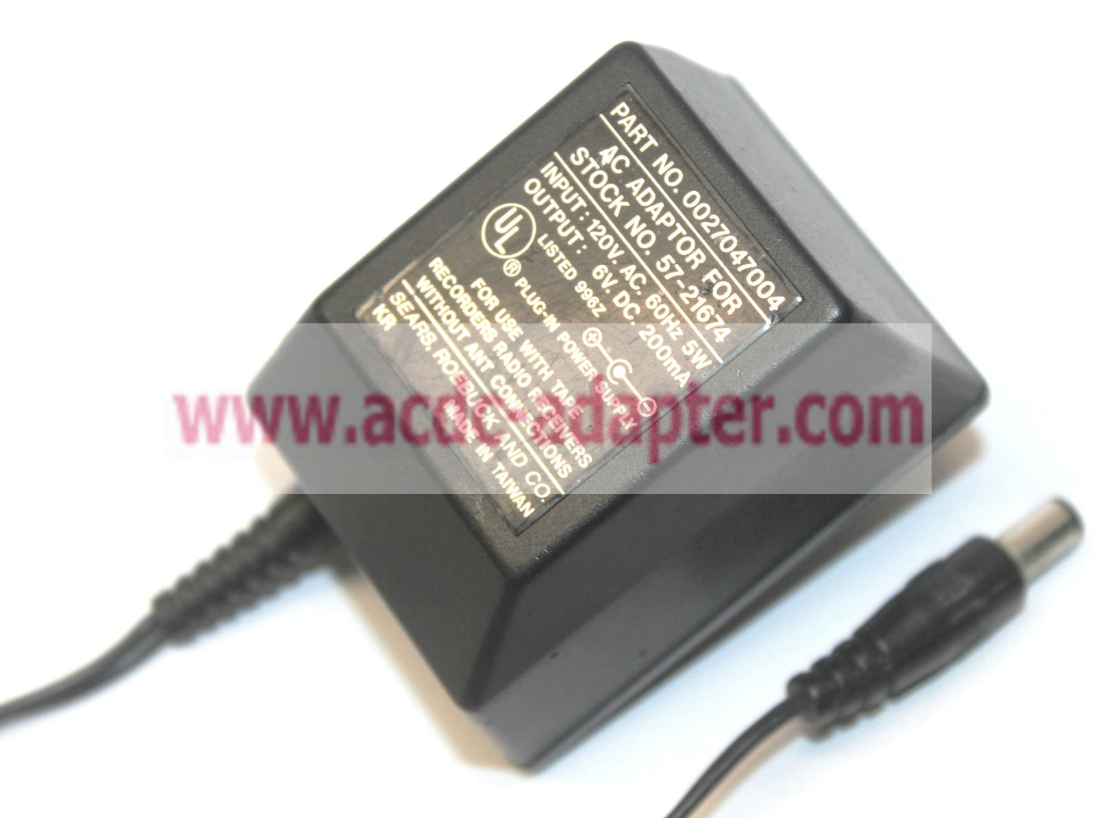 Orignal 6V 200mA Sears Roebuck & Co. 57-21674 0027047004 AC Adapter Power Supply Orignal 6V 200mA Sears Roebuck & Co. 57-21674 0027047004 AC Adapter Power Supply